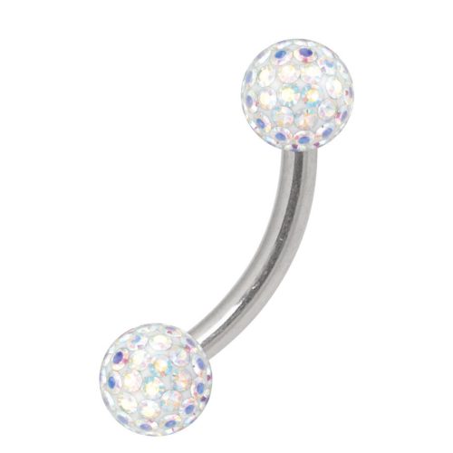 Gebogenes Titan-Piercing mit Aurora Boreale Kristallkugeln, 3,0 mm