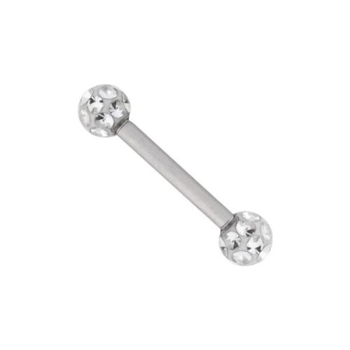 Silbernes Titan Barbell mit kristallklaren Kugeln, 8mm Länge