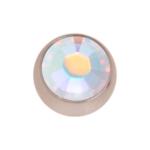 Roségoldener Piercingaufsatz mit Aurora Boreale Kristall, 4mm