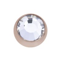 Runder Piercing-Aufsatz aus roségoldenem Chirurgenstahl mit klarem Kristall auf weißem Hintergrund