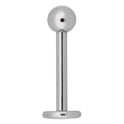 Silbernes Titan Micro Labret mit Kugel auf weißem Hintergrund