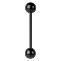 Schwarzes Barbell Piercing mit zwei Kugeln auf weißem Hintergrund