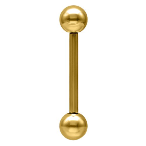 Goldener Barbell mit zwei Kugeln auf weißem Hintergrund