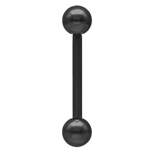 Schwarzer Barbell aus Titan, 1,6 mm Stärke, 19 mm Länge, 5 mm Kugeln