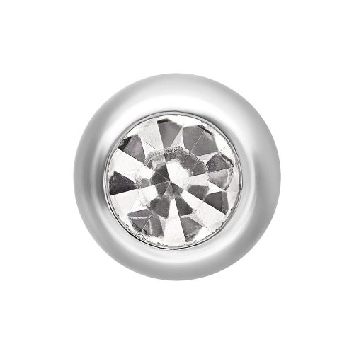 Silberner Piercing-Aufsatz mit facettiertem, klarem Kristall in der Mitte