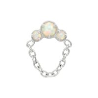 Weißgoldener Opal-Aufsatz mit drei Opalen und Kettenanhänger auf weißem Hintergrund