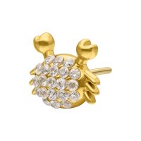 Goldener Krabbenaufsatz mit funkelnden Zirkonia-Steinen auf weißem Hintergrund