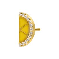 Halbrunder goldener Zitronenaufsatz mit gelber Emaille und Zirkonia