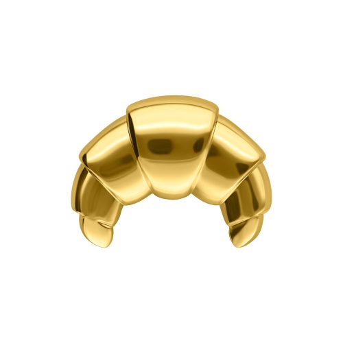 Goldener Croissant-förmiger Piercingaufsatz aus Titan auf weißem Hintergrund