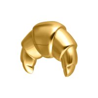 Goldener Croissant-förmiger Piercingaufsatz auf weißem Hintergrund