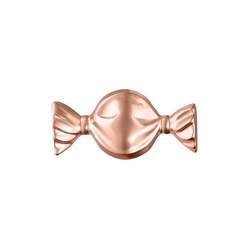 Roségoldener Bonbon-Aufsatz aus Titan auf weißem Hintergrund