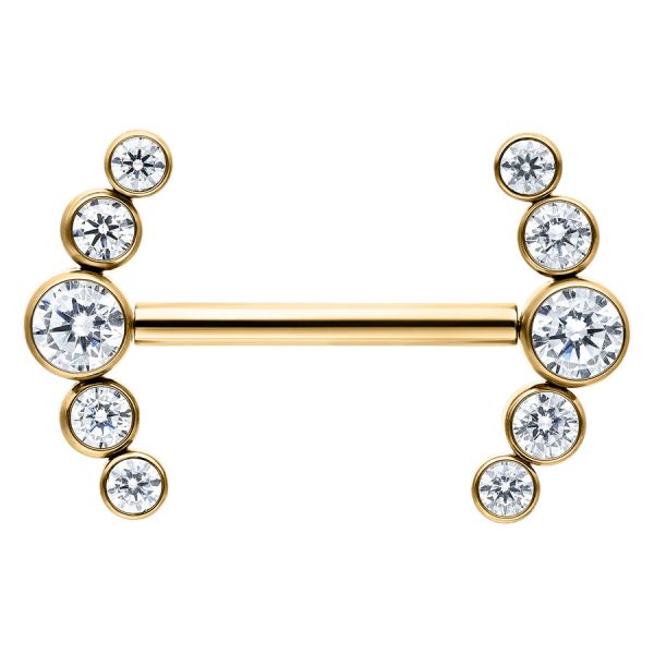 Goldener Barbell mit funkelnden Kristallen auf weißem Hintergrund