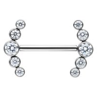 Silberner Barbell mit klaren Kristallen, symmetrisch angeordnet
