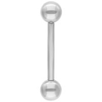 Silbernes Piercing mit zwei Kugeln, vertikal angeordnet, auf weißem Hintergrund