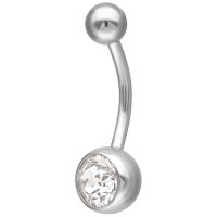 Silbernes Bauchnabelpiercing mit klarem Kristall, 10 mm Länge