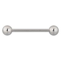 Silbernes Titan Barbell mit 18 mm Länge und 5 mm Kugeln auf weißem Hintergrund