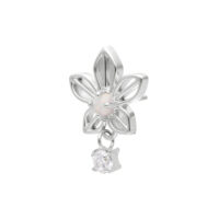 Weißgoldener Jasmin Blüte Piercing Aufsatz mit Opal und Zirkonia