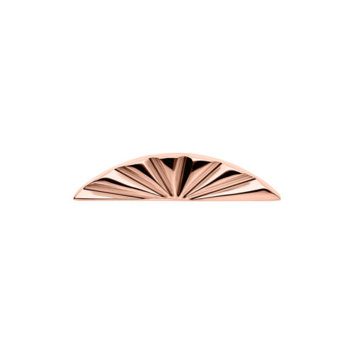 Riffled Halb-Oval Aufsatz in Roségold auf weißem Hintergrund