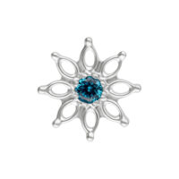 Aqua Bloom Aufsatz mit türkisfarbenem Kristall in Blumenform, Titan