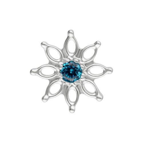 Aqua Bloom Aufsatz mit türkisfarbenem Kristall in Blumenform, Titan