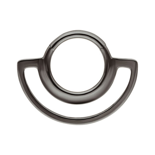 Schwarzer metallischer Dual Ring Clicker auf weißem Hintergrund