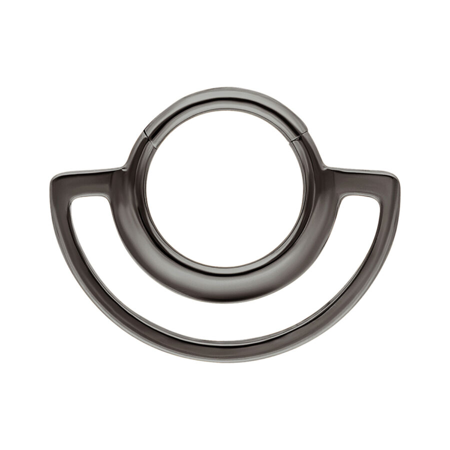 Schwarzer metallischer Dual Ring Clicker auf weißem Hintergrund