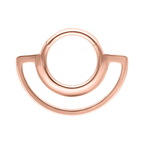 Roségoldener Dual Ring Clicker vor weißem Hintergrund