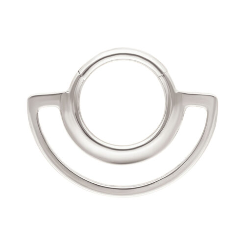 Weißgoldener Dual Ring Clicker vor weißem Hintergrund