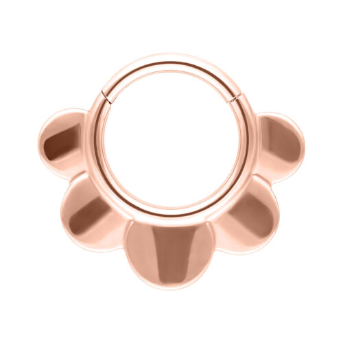 Roségoldener Half Flower Clicker in Blütenform auf weißem Hintergrund